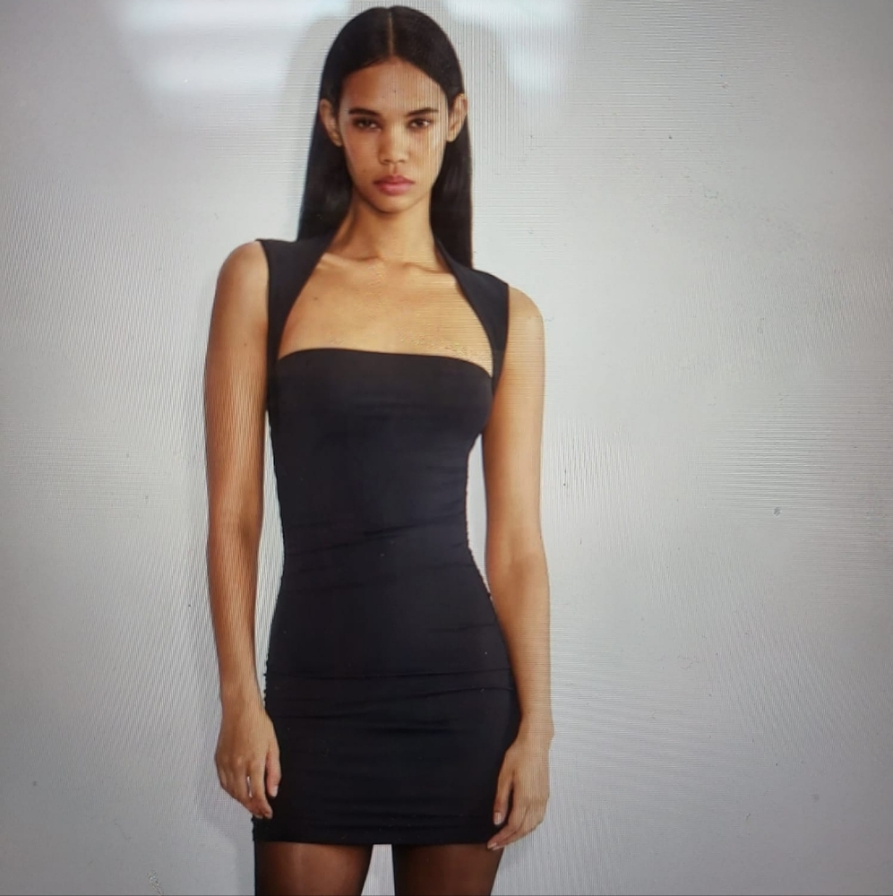 Aritzia CONTOUR Flourish Black Mini Dress